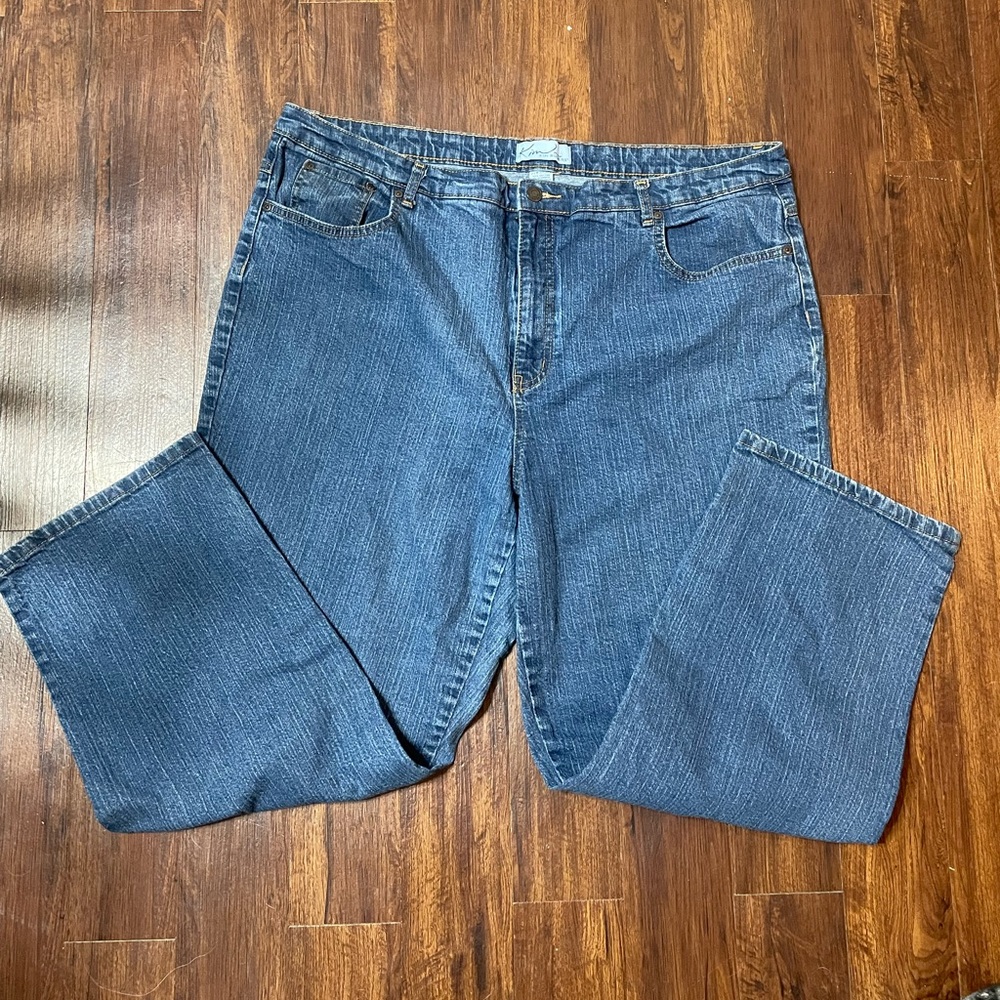 Kim Rogers Plus Size 22W Short Straight Leg Denim Blue Jeans